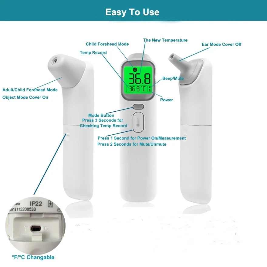 FDA Approved Multi-Purpose Non-Contact Infrared Forehead Thermometer - Image 12